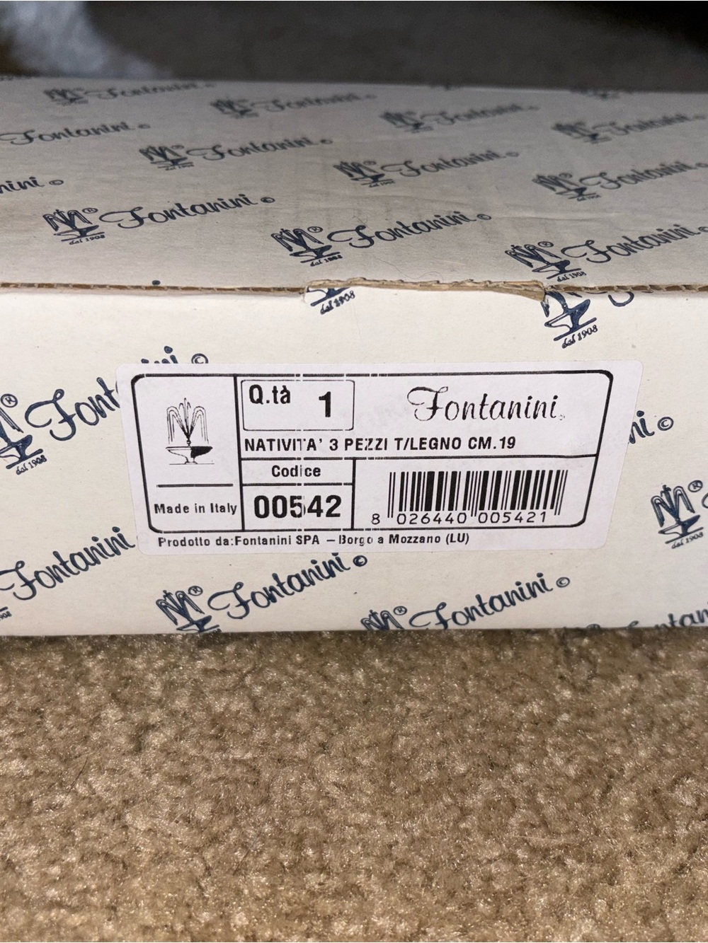 Fontanini White Boxed Nativity Set - 3 Piece Wooden Natività